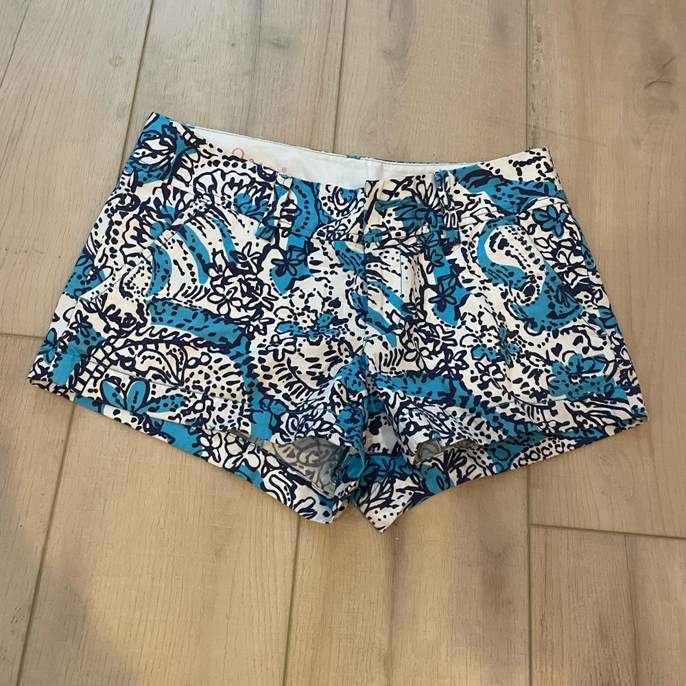 Lilly Pulitzer Blue and White High Waist Shorts